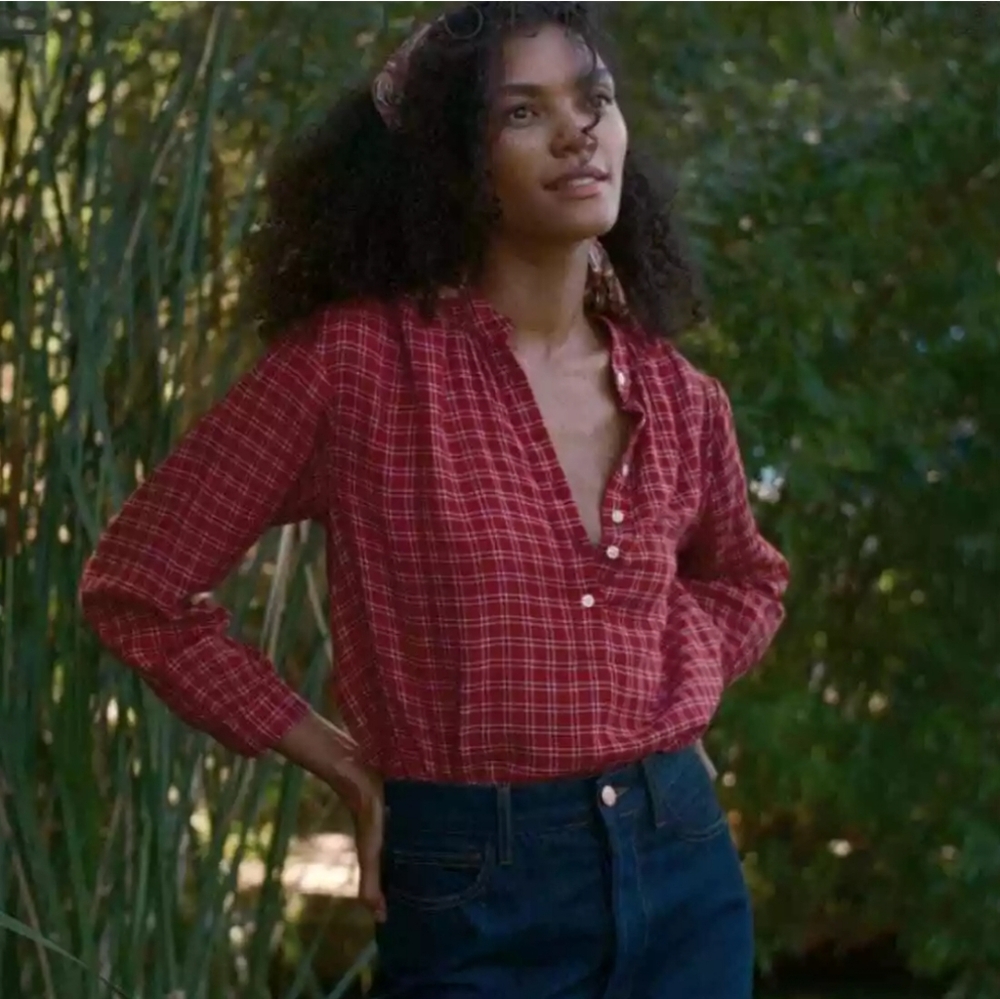 Dôen Holde Blouse- Rouge Cottage Plaid